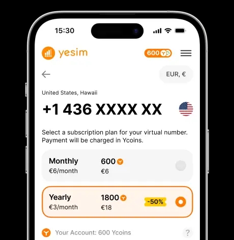 Ứng dụng eSIM từ màn hình Yesim 3