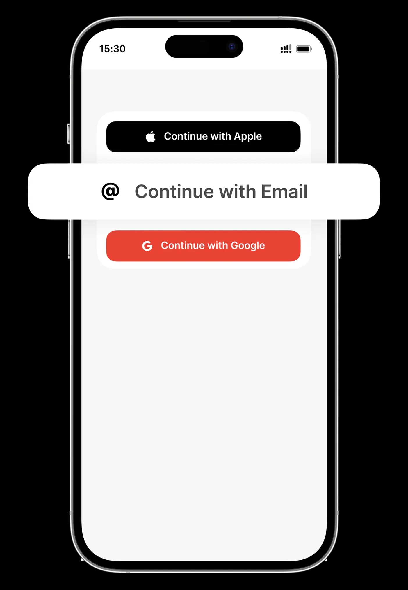 Sign up screen