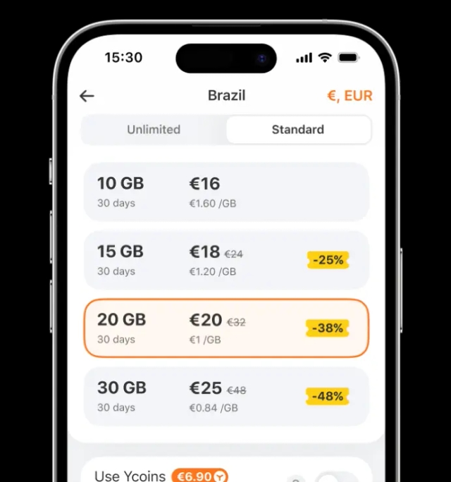Ecrã do processo de compra do cartão eSIM 2