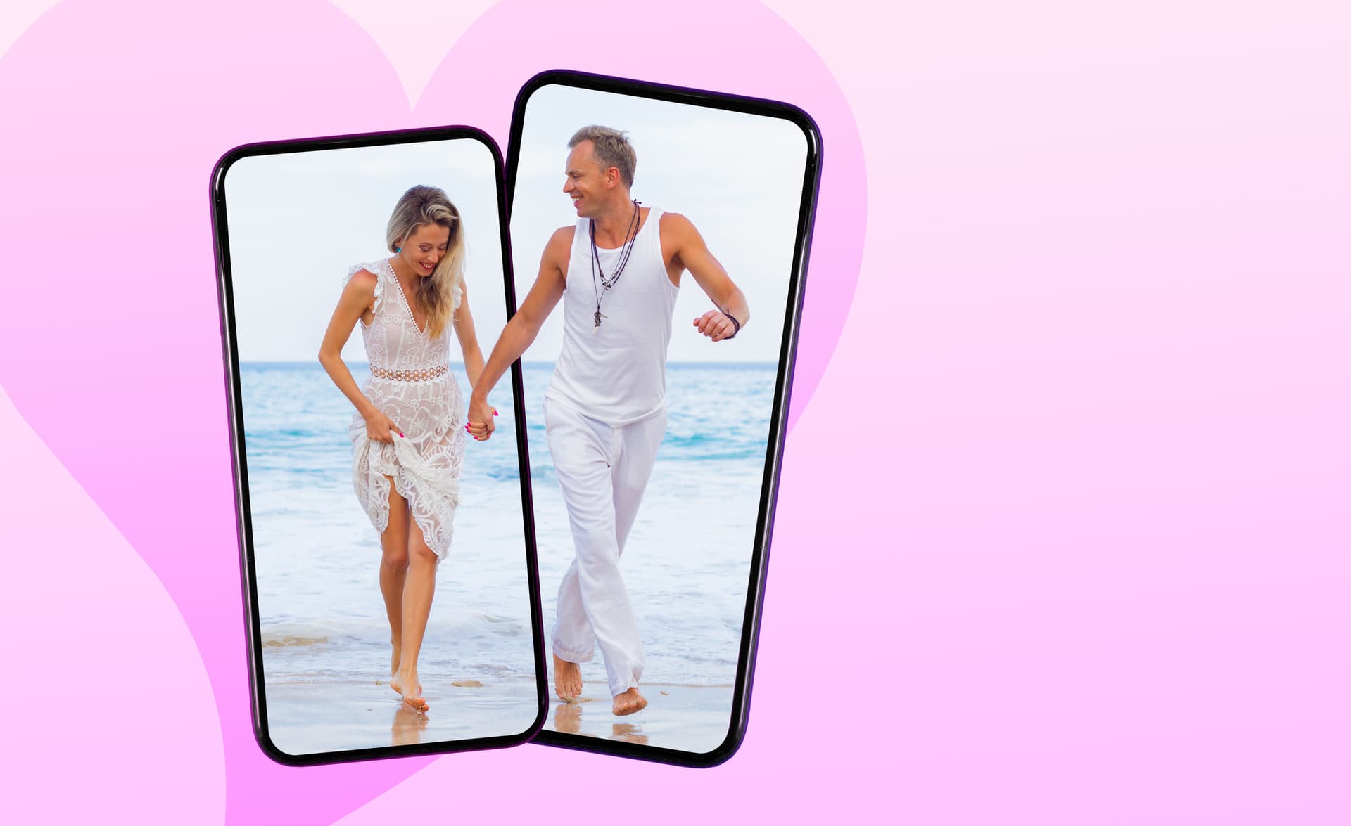 Happy couple using virtual number for Tinder by Yesim